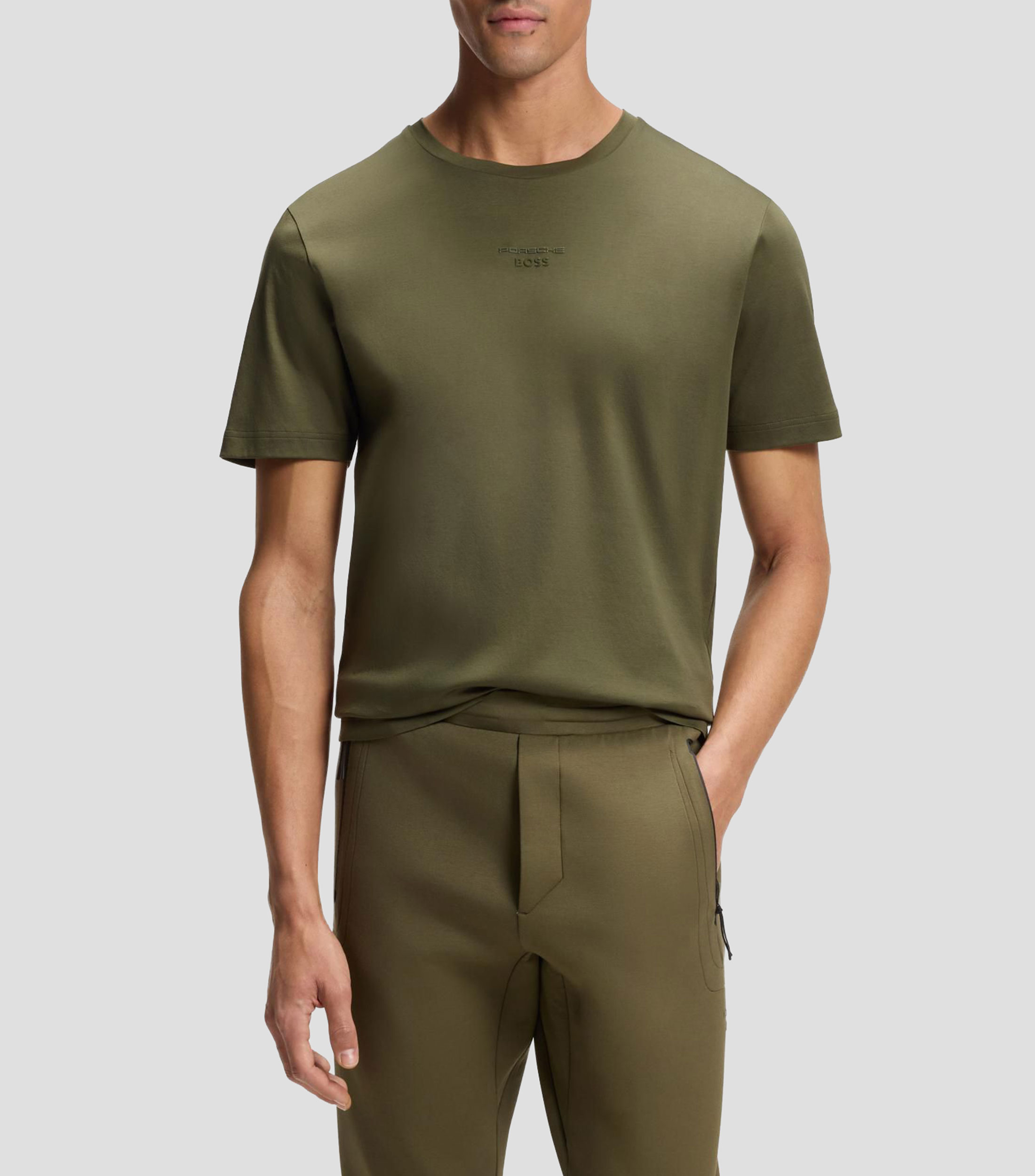 Playera Porsche x BOSS de algodón mercerizado con gráficos en la espalda Hombre